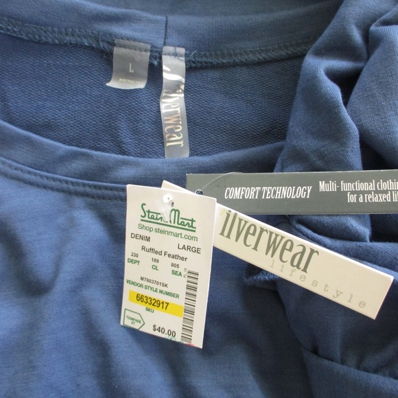 NWT - SILVERWEAR cute long sleeve blue knit top - sz L - MSRP $40.00 - Picture 2 of 3